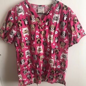 UA Pink Dogs Scrub Top